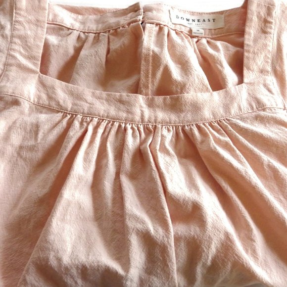 DOWNEAST Pink Cotton Peasant Blouse/ Top/ Crochet Trim/ Square Neck/ Size M - Picture 11 of 11
